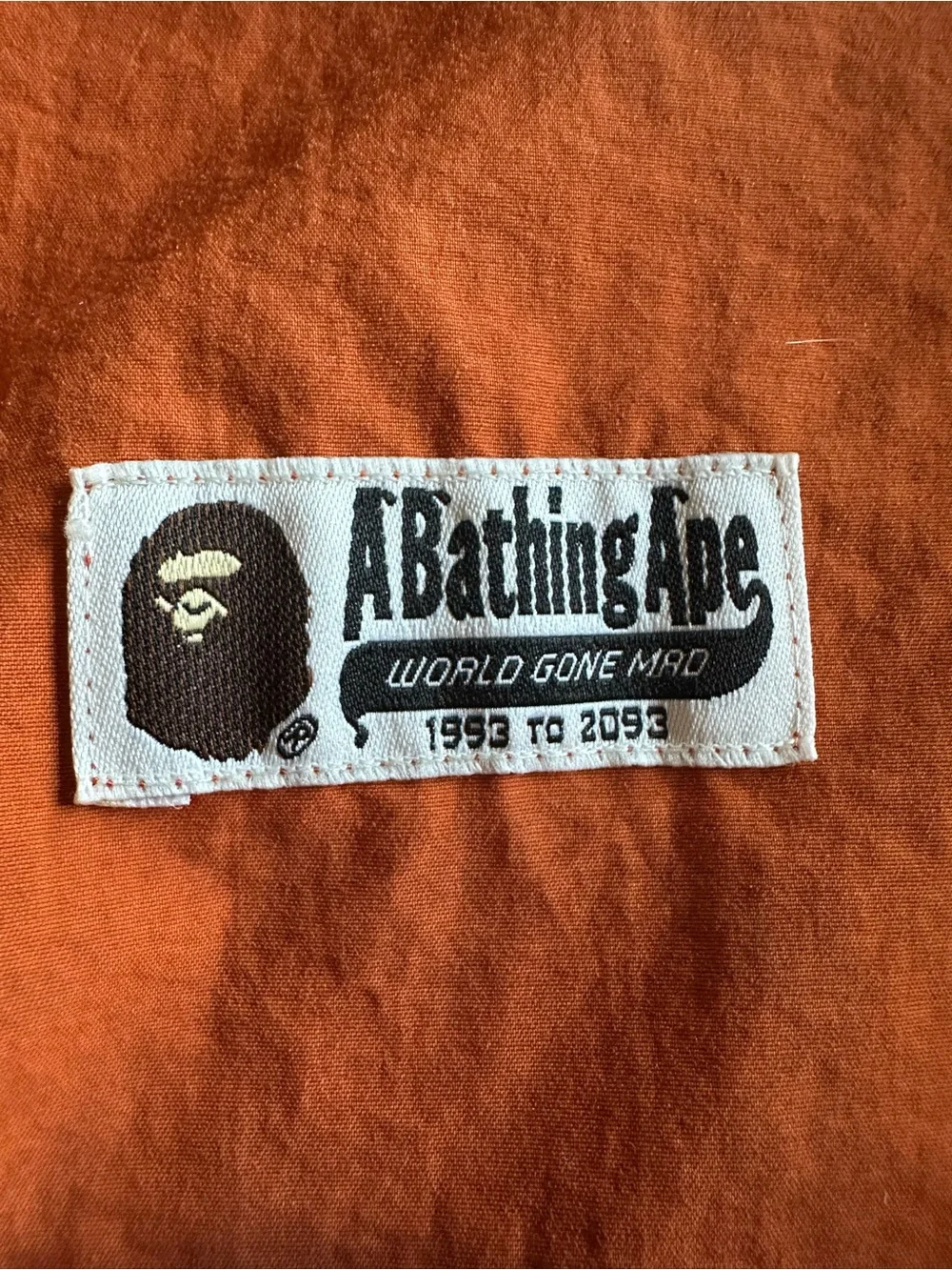 Bape Orange WGM Drawstring Gym Bag with White Logo